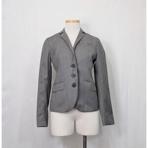 J. Crew Regent Blazer Gray Herringbone Pattern Wool Blend Misses Size 2